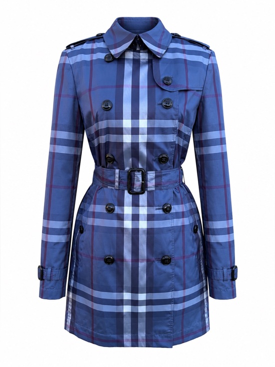 Burberry Jackets & Blazers - Burberry London Blue Plaid Short Lightweight Trenchcoat Jacket Med/US8/UK10 EUC